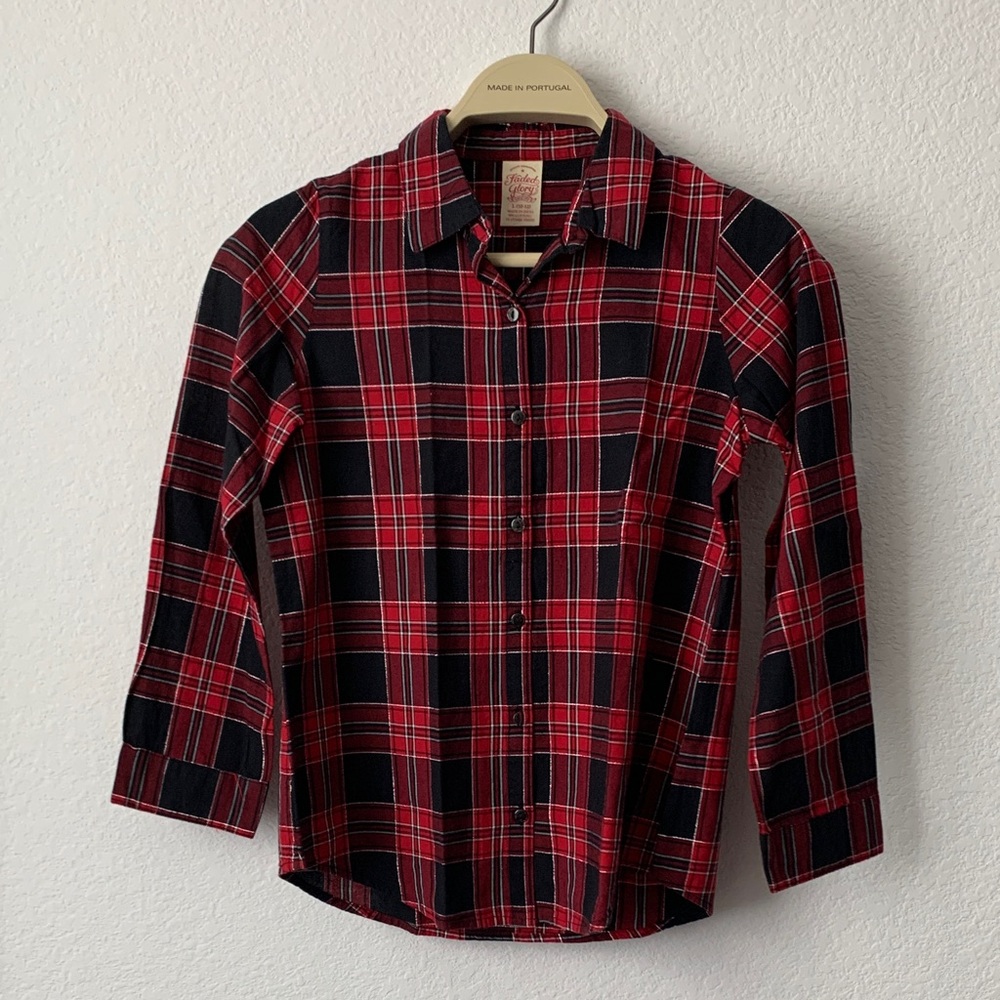 Faded Glory Kids Red and Black Checkered Button Down Shirt